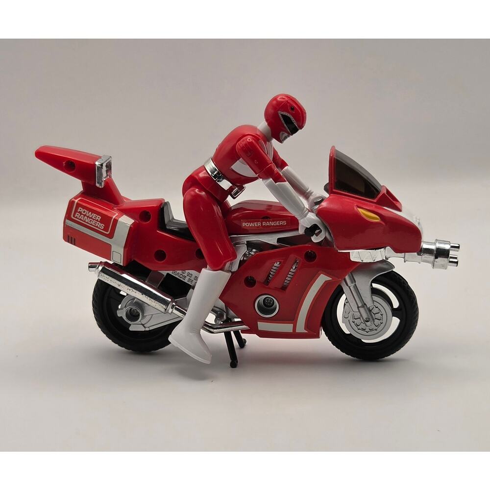 Bandai 1993 Red Power Ranger With Motorcycle With Kickstand Excellent Condition - Picture 2 of 9